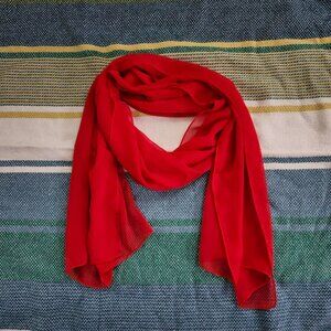red sheer chiffon scarf long could be a scarf top